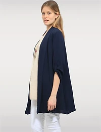 Cardigan Long et Fluide à Manches Ajustables Drapées sur le Devant par Froccella