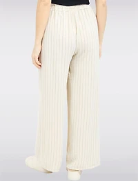 Pantalon Large Chic à Rayures avec Taille Élastique & Poches Avant par Froccella