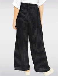 Pantalon Large Chic à Rayures avec Taille Élastique & Poches Avant par Froccella