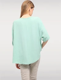 Haut Fluide à Manches Courtes Ourlet Arrondi & Collier Bohème Chic par Froccella