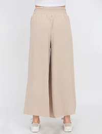 Pantalon Large Fluide avec Effet Froissé & Taille Élastique par Froccella