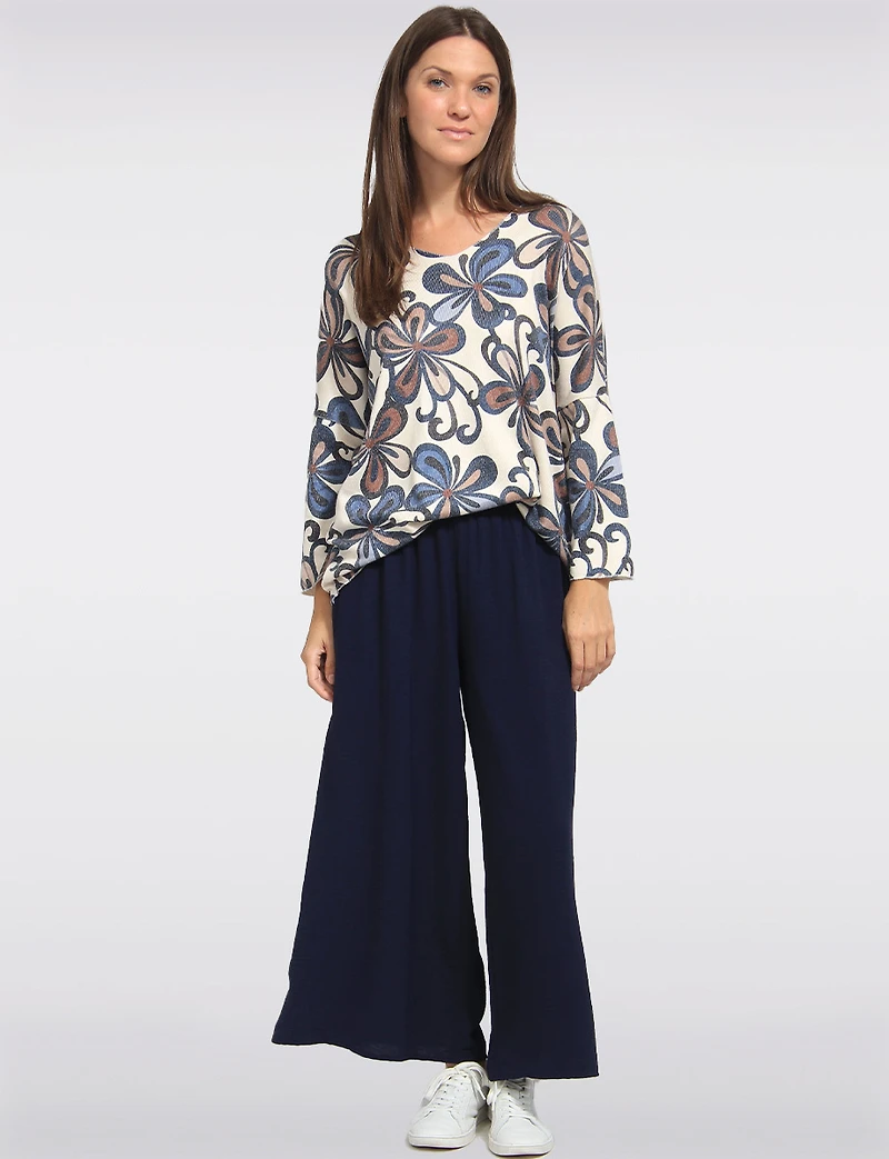 Pantalon Large Fluide avec Effet Froissé & Taille Élastique par Froccella