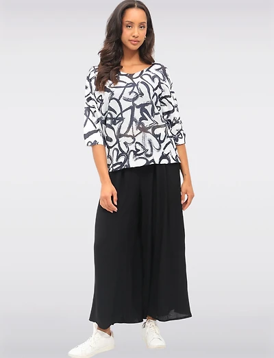 Pantalon Large Fluide avec Effet Froissé & Taille Élastique par Froccella