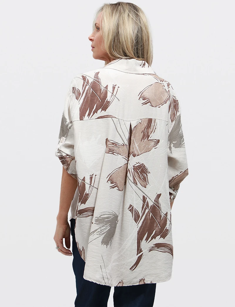 Chemisier Chic à Manches 3/4 Imprimé Abstrait & Coupe Décontractée par Froccella