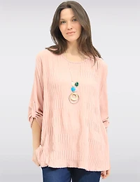 Haut Plissé sur le Devant avec Manches Ajustables & Collier Inclus par Froccella