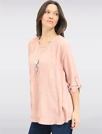 Haut Plissé sur le Devant avec Manches Ajustables & Collier Inclus par Froccella