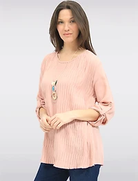 Haut Plissé sur le Devant avec Manches Ajustables & Collier Inclus par Froccella