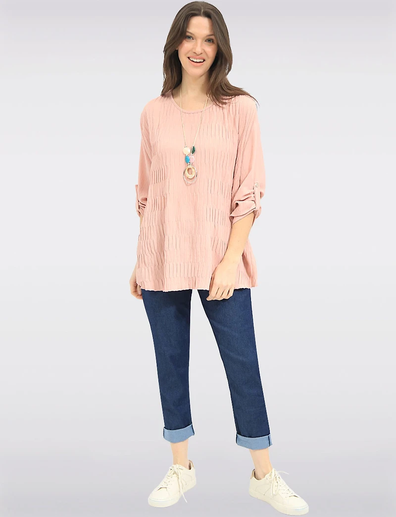 Haut Plissé sur le Devant avec Manches Ajustables & Collier Inclus par Froccella