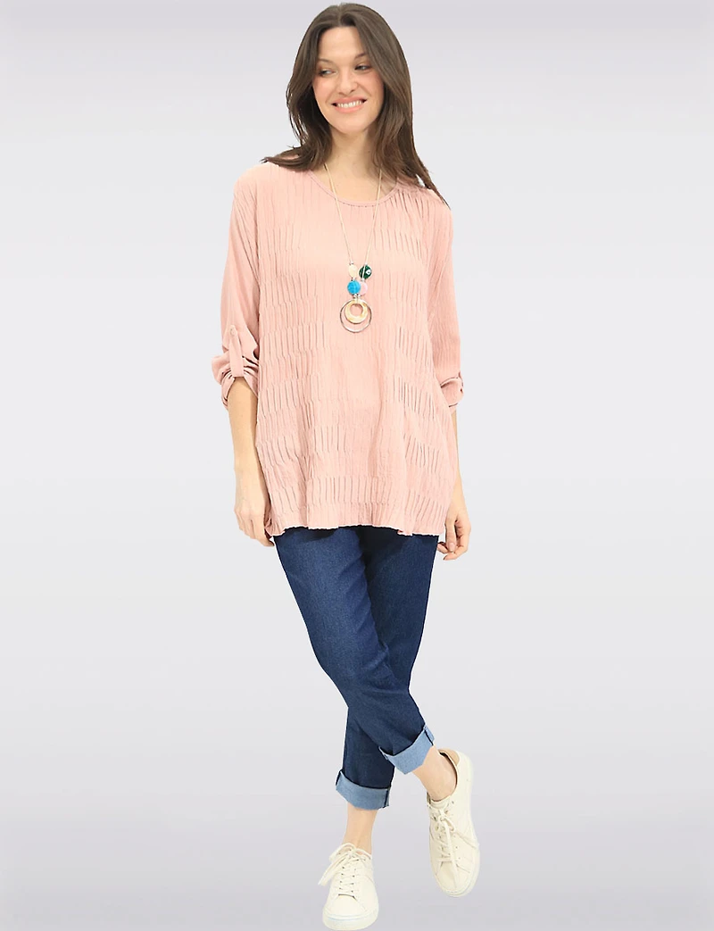 Haut Plissé sur le Devant avec Manches Ajustables & Collier Inclus par Froccella
