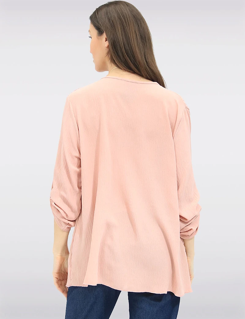 Haut Plissé sur le Devant avec Manches Ajustables & Collier Inclus par Froccella