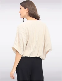 Haut Élégant Léger Plissé à Manches Dolman avec Ourlet Élastique par Froccella