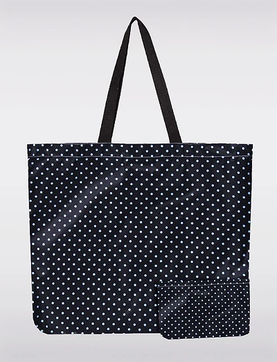 Sac Tote Pliable Réutilisable Marine Motif à Pois | Léger, Recyclé et Compact