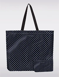 Sac Tote Pliable Réutilisable Marine Motif à Pois  | Léger, Recyclé et Compact