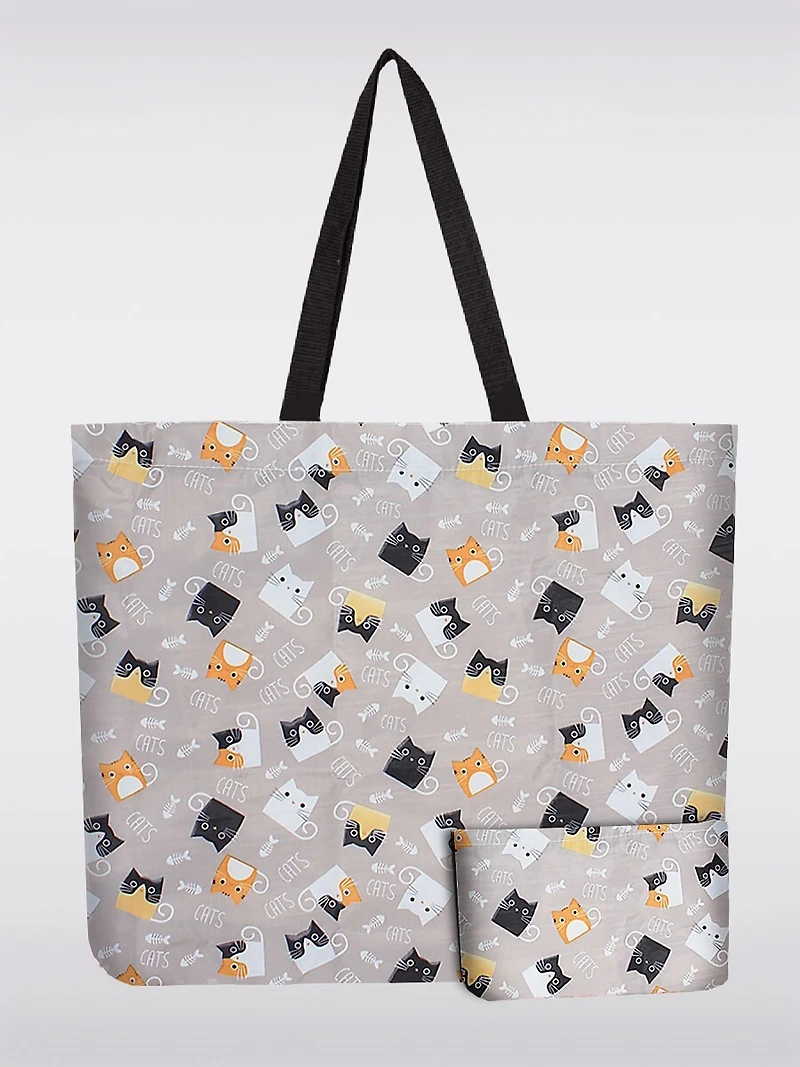 Sac Tote Pliable - Réutilisable Imprimé à Chats | Léger, Recyclé et Compact