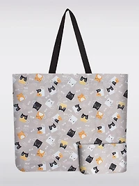 Sac Tote Pliable - Réutilisable Imprimé à Chats | Léger, Recyclé et Compact