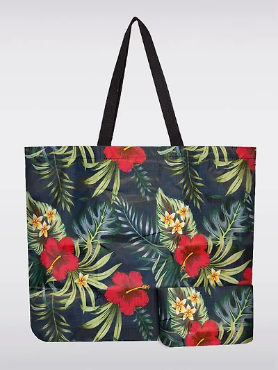 Sac Tote Pliable Réutilisable Motif Feuillage Noir | Léger, Recyclé & Compact