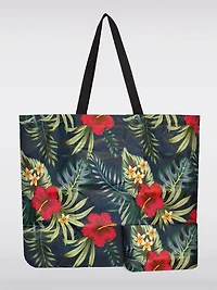 Sac Tote Pliable Réutilisable Motif Feuillage Noir | Léger, Recyclé & Compact