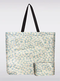 Sac Tote Pliable Réutilisable Motif Marguerites Vert | Léger, Recyclé & Compact