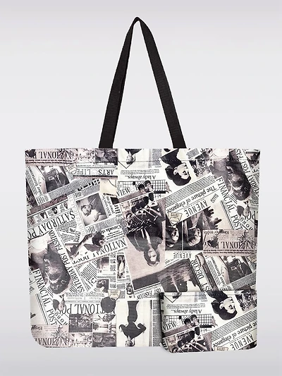 Sac Tote Pliable Réutilisable Motif Style Journal | Léger, Recyclé et Compact