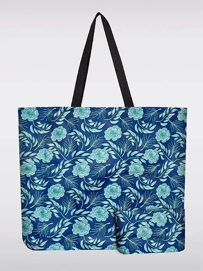 Sac Tote Pliable Réutilisable Imprimé Floral Bleu | Léger
