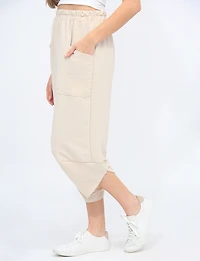 Pantalon Ballon Taille Élastique et Ourlet Asymétrique avec Poches par Froccella