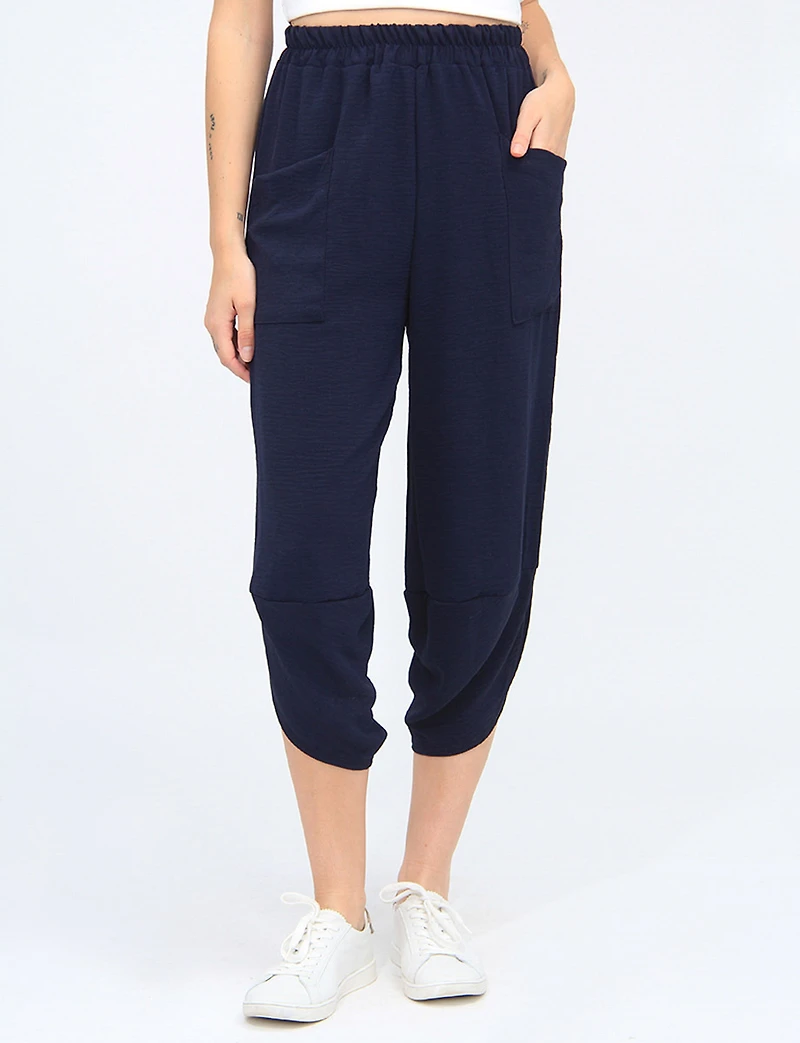 Pantalon Ballon Taille Élastique et Ourlet Asymétrique avec Poches par Froccella