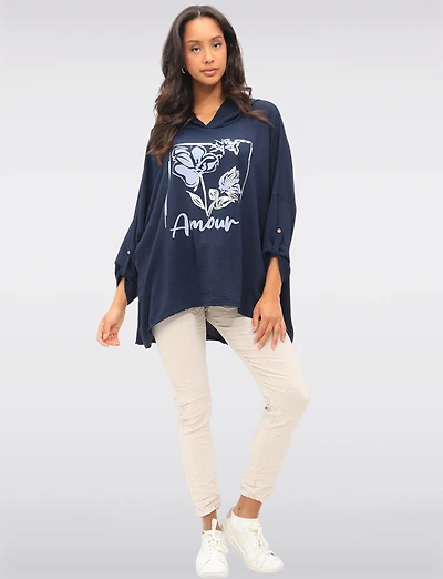 Pantalon Extensible Froissé Ajusté Uni avec Taille Élastique par Froccella