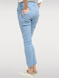 Pantalon Ajusté Froissé à Taille Réglable & Détails Métallisés par Froccella