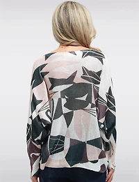 Haut Tricot Fin à Manches Dolman & Col Rond avec Motif de Chats par Froccella