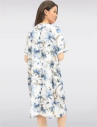 Robe Midi Décontractée Froccella à Imprimé Floral Rayé Avec Poches Latérales