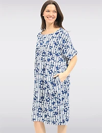 Robe Midi Florale Décontractée Froccella à  Manches Courtes & Poches Latérales