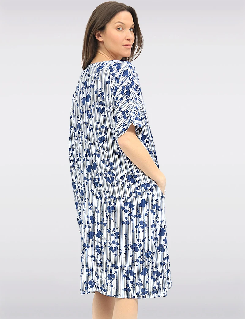 Robe Midi Florale Décontractée Froccella à Manches Courtes & Poches Latérales