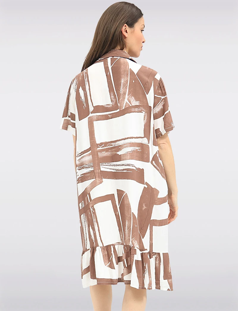 Robe Chemise Midi Froccella à Imprimé Abstrait Avec Manches Courtes & Poches