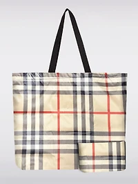Sac Tote Pliable Réutilisable Brun Motif Écossais | Léger, Recyclé et Compact