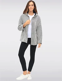 Sweat Polyvalent à Capuche Zippée en Chenille avec Poches Plaquées par Froccella