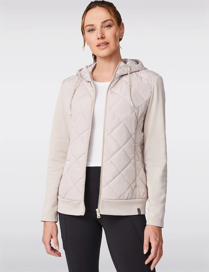 Veste Matelassée Hybride avec Capuche - Coupe Cintrée Courte par Free Country