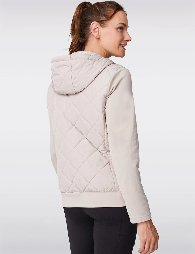 Veste Matelassée Hybride avec Capuche - Coupe Cintrée Courte par Free Country