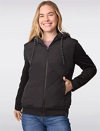 Veste Matelassée Hybride avec Capuche - Coupe Cintrée Courte par Free Country