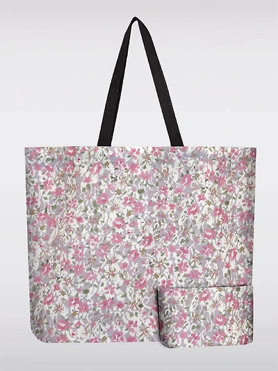 Sac Tote Pliable Réutilisable Motif Floral Blanc | Léger, Recyclé et Compact