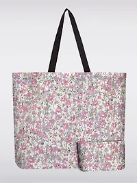 Sac Tote Pliable Réutilisable Motif Floral Blanc | Léger, Recyclé et Compact