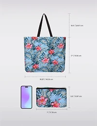 Sac Fourre-tout Bleu Pliable et Réutilisable à Imprimé Floral – Sac de Magasinag