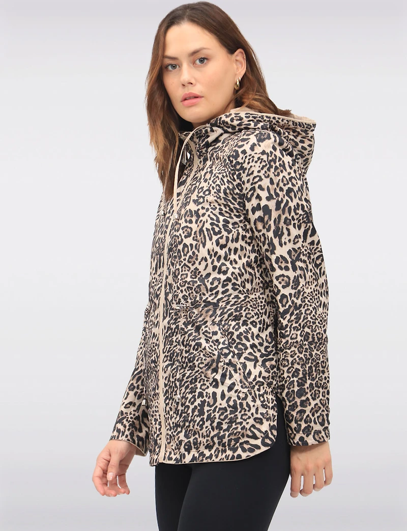 Anorak Réversible à Cordon de Serrage & Capuche Motif Uni-Leopard par Froccella