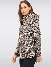 Anorak Réversible à Cordon de Serrage & Capuche Motif Uni-Leopard par Froccella