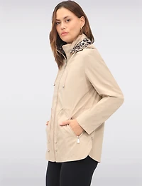Anorak Réversible à Cordon de Serrage & Capuche Motif Uni-Leopard par Froccella