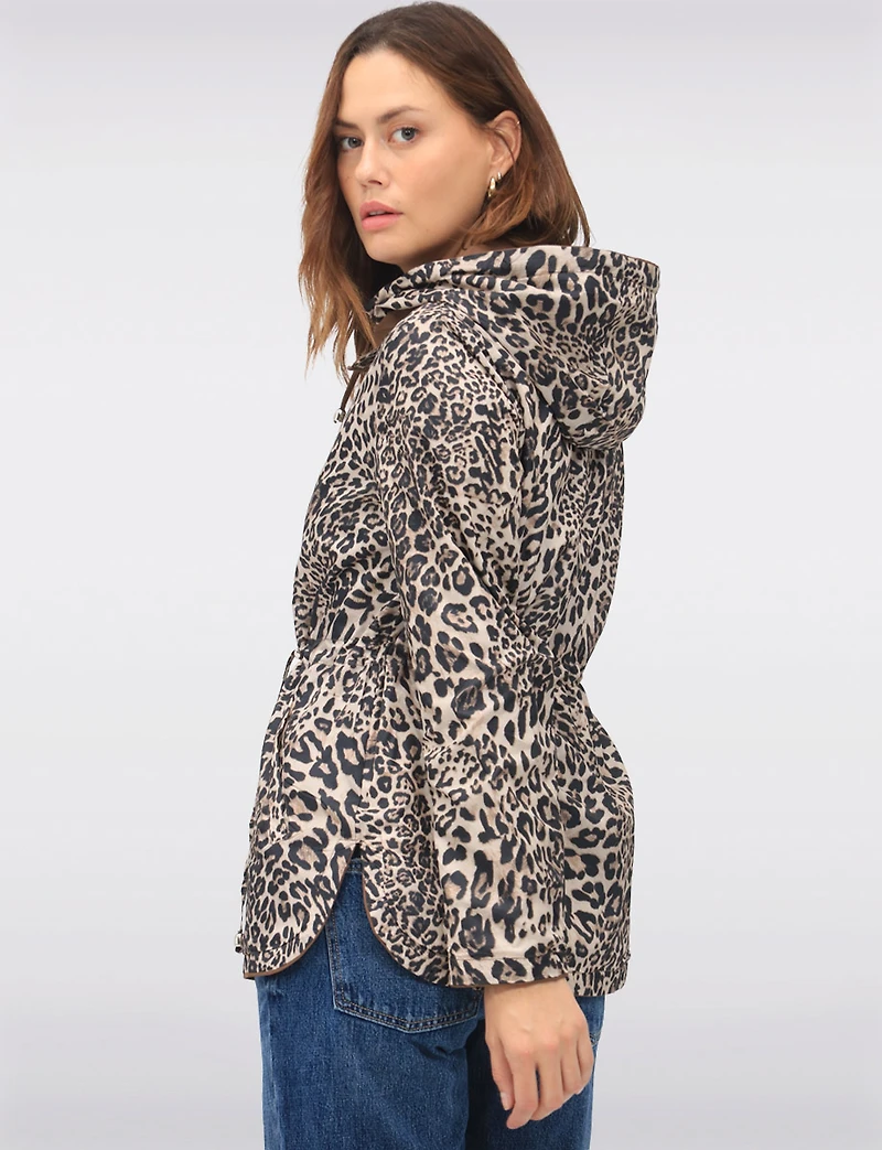Anorak Réversible à Cordon de Serrage & Capuche Motif Uni-Leopard par Froccella