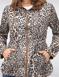 Anorak Réversible à Cordon de Serrage & Capuche Motif Uni-Leopard par Froccella