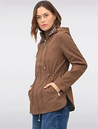 Anorak Réversible à Cordon de Serrage & Capuche Motif Uni-Leopard par Froccella