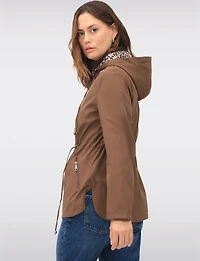 Anorak Réversible à Cordon de Serrage & Capuche Motif Uni-Leopard par Froccella