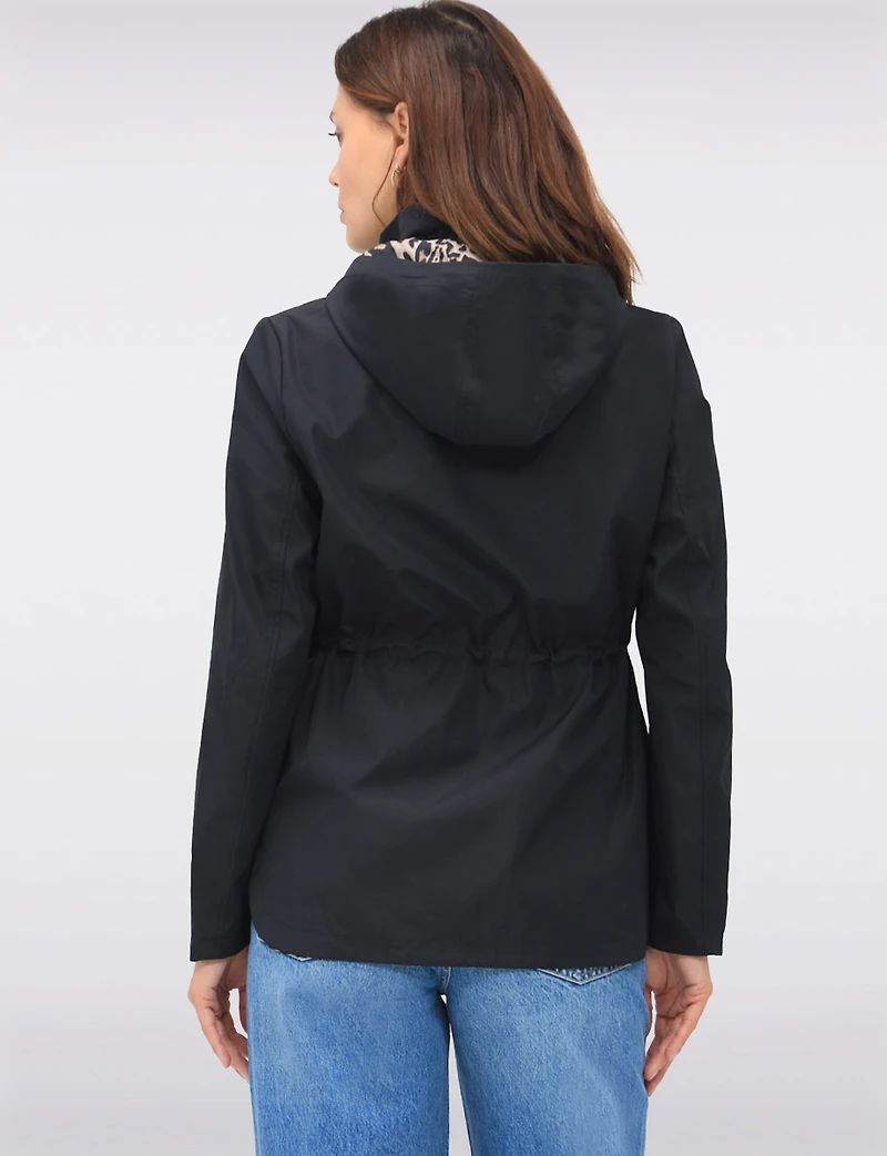 Anorak Réversible à Cordon de Serrage & Capuche Motif Uni-Leopard par Froccella