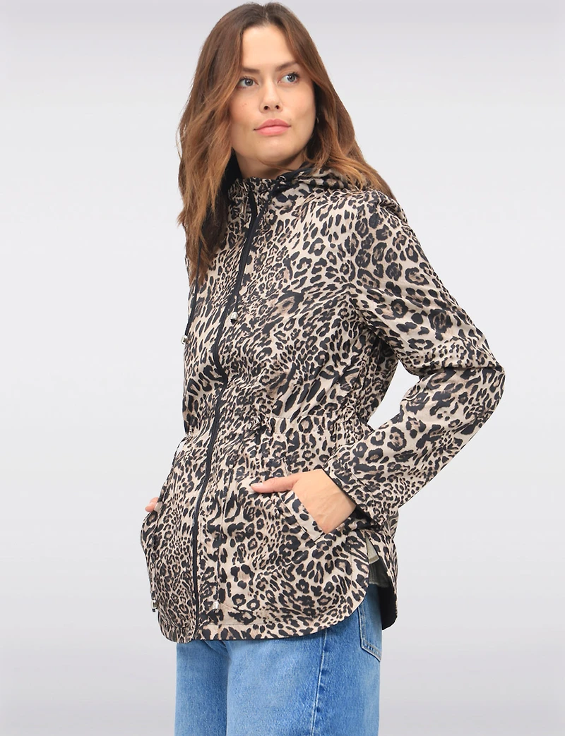 Anorak Réversible à Cordon de Serrage & Capuche Motif Uni-Leopard par Froccella